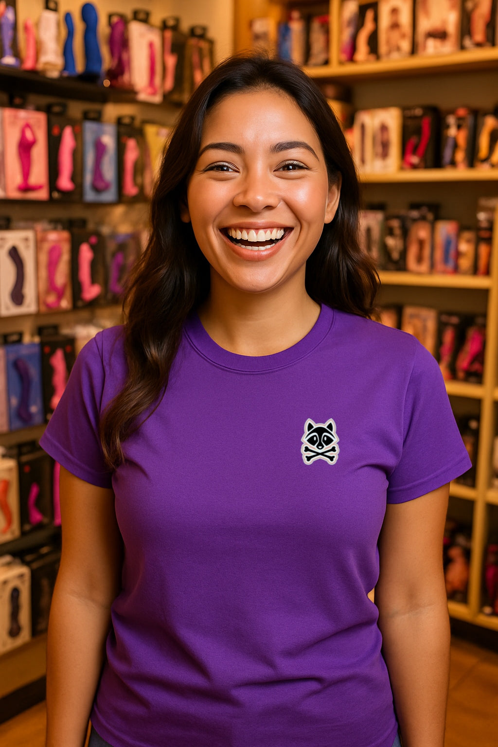 Trash Bandit Emblem Tee - Raccoon Skull Logo on Chest -Oddly Boldly Minimal Pocket Print Gildan 64000 Softstyle Unisex Tee