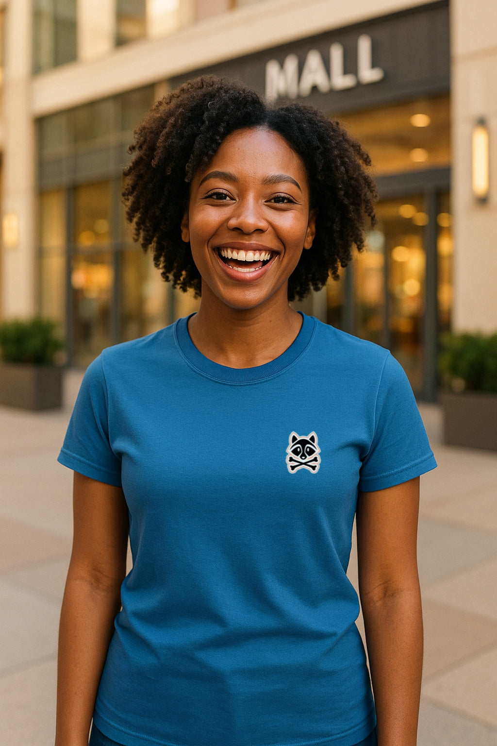 Trash Bandit Emblem Tee - Raccoon Skull Logo on Chest -Oddly Boldly Minimal Pocket Print Gildan 64000 Softstyle Unisex Tee