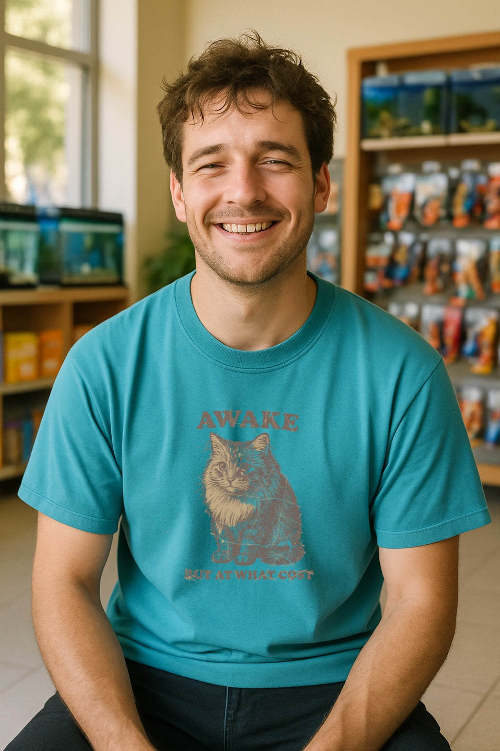Awake Maximus Cat Unisex Garment-Dyed Comfort Colors®T-Shirt, Funny Cat Shirt, Cute Animal Tee, Unique Gift for Cat Lovers, Gift for Friends