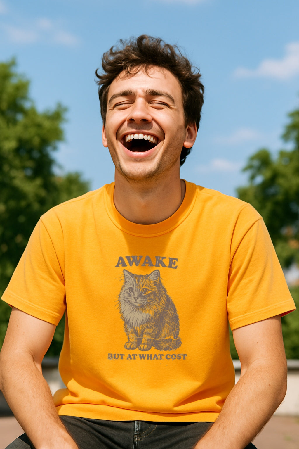 Awake Maximus Cat Unisex Garment-Dyed Comfort Colors®T-Shirt, Funny Cat Shirt, Cute Animal Tee, Unique Gift for Cat Lovers, Gift for Friends