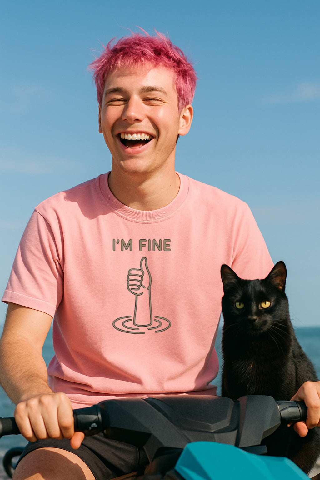 I'm Fine - Dark Humor Drowning T-Shirt-Dyed Comfort Colors®T-Shirt