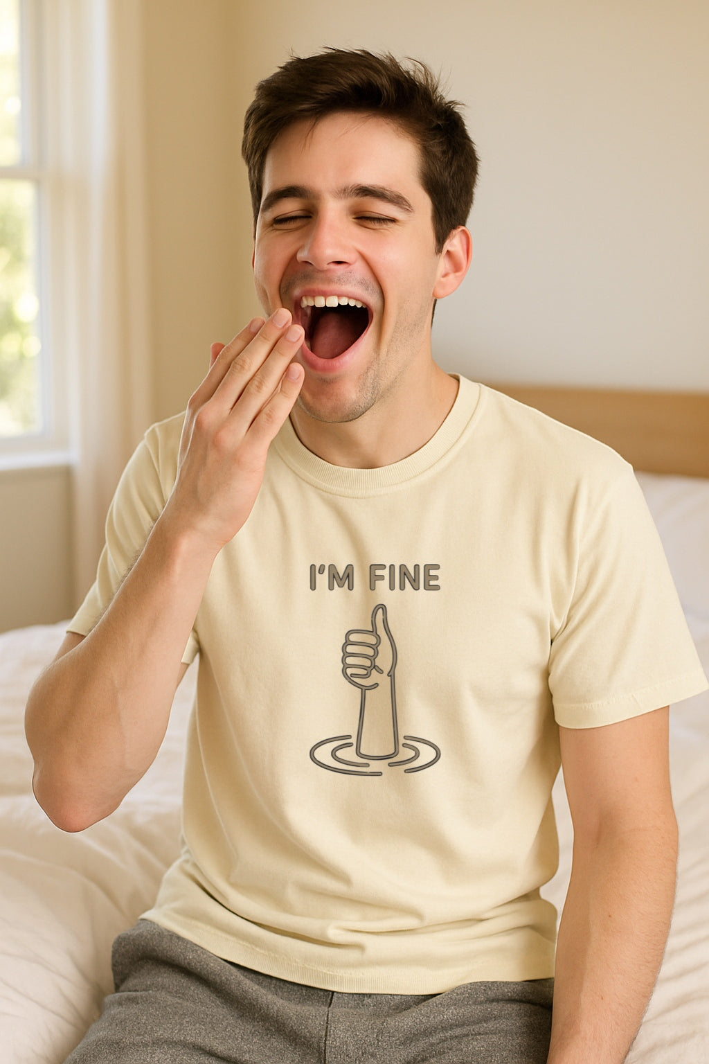I'm Fine - Dark Humor Drowning T-Shirt-Dyed Comfort Colors®T-Shirt