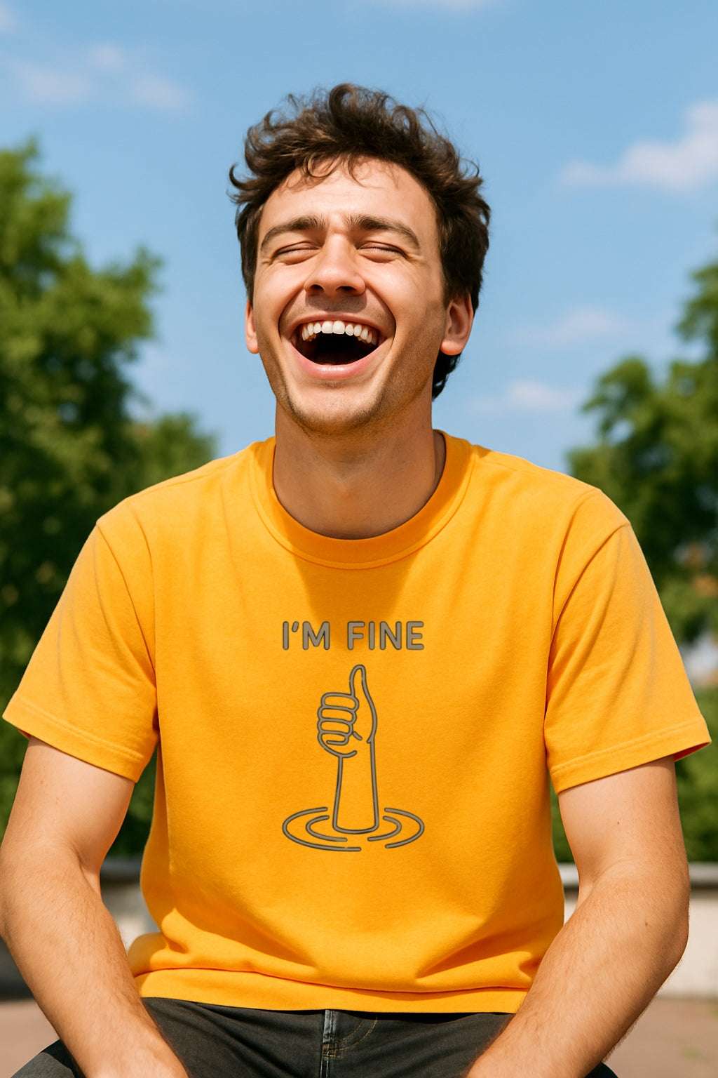 I'm Fine - Dark Humor Drowning T-Shirt-Dyed Comfort Colors®T-Shirt