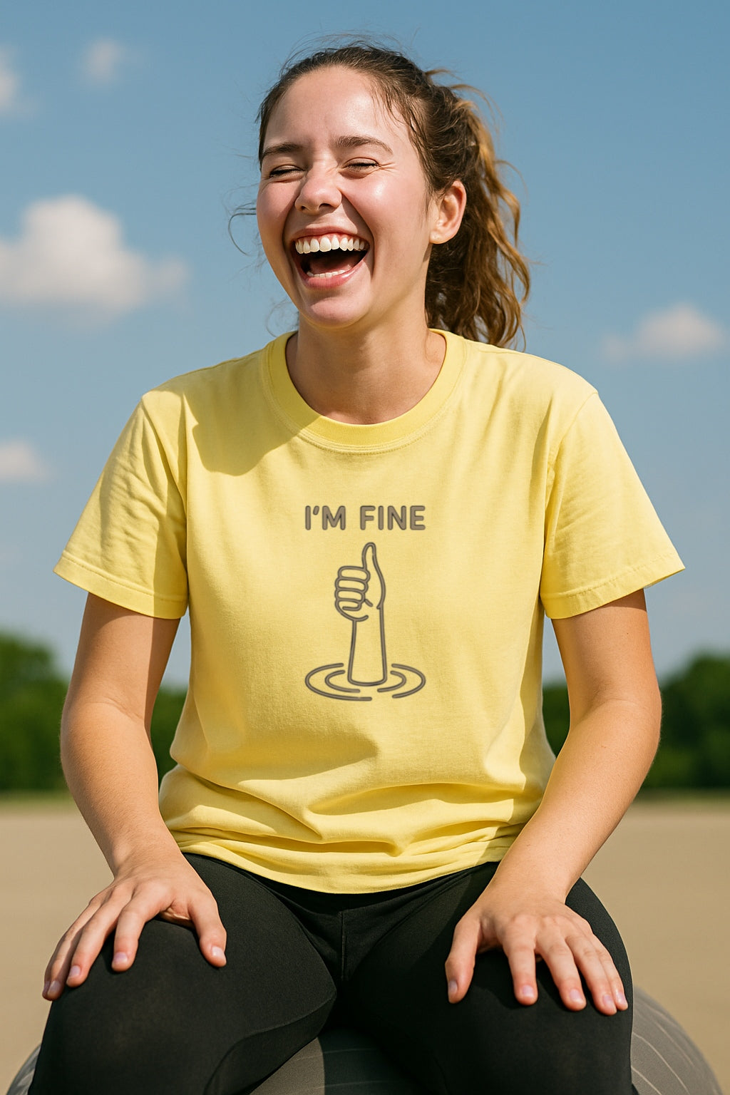 I'm Fine - Dark Humor Drowning T-Shirt-Dyed Comfort Colors®T-Shirt