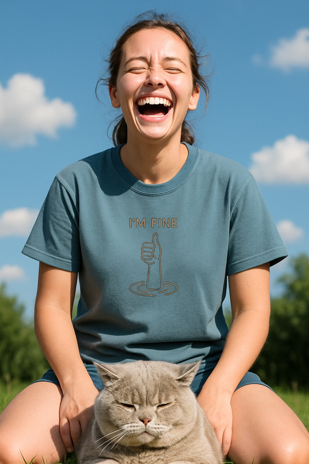 I'm Fine - Dark Humor Drowning T-Shirt-Dyed Comfort Colors®T-Shirt
