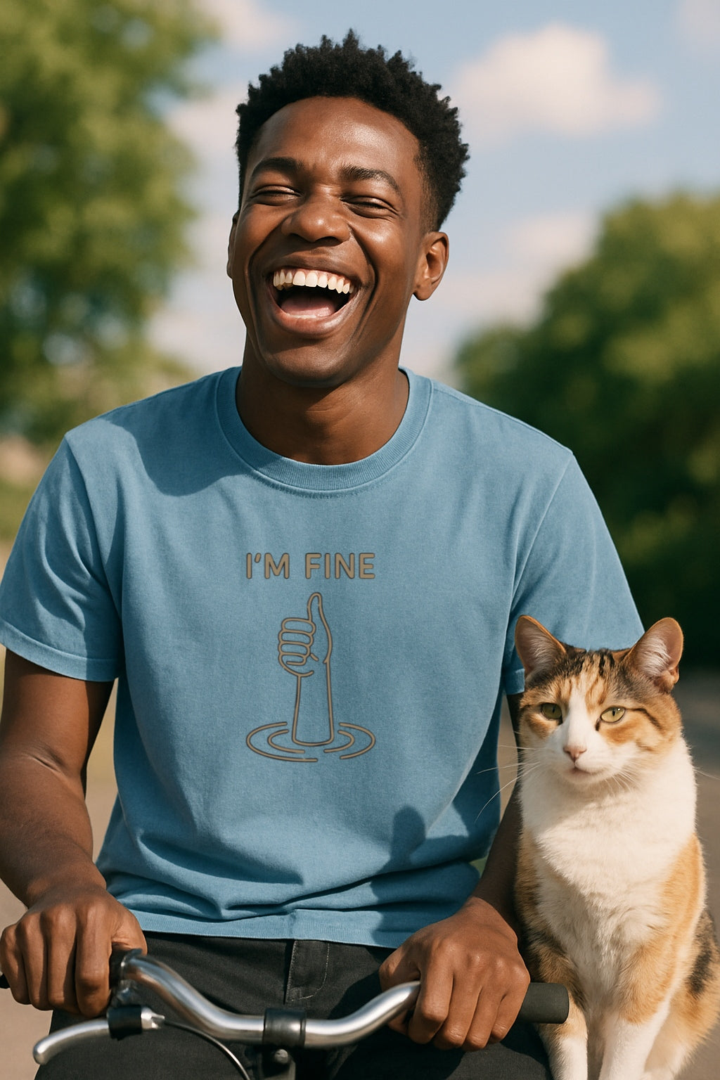 I'm Fine - Dark Humor Drowning T-Shirt-Dyed Comfort Colors®T-Shirt