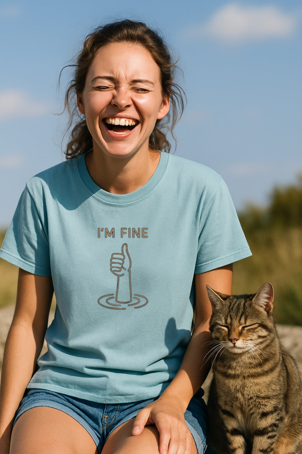 I'm Fine - Dark Humor Drowning T-Shirt-Dyed Comfort Colors®T-Shirt