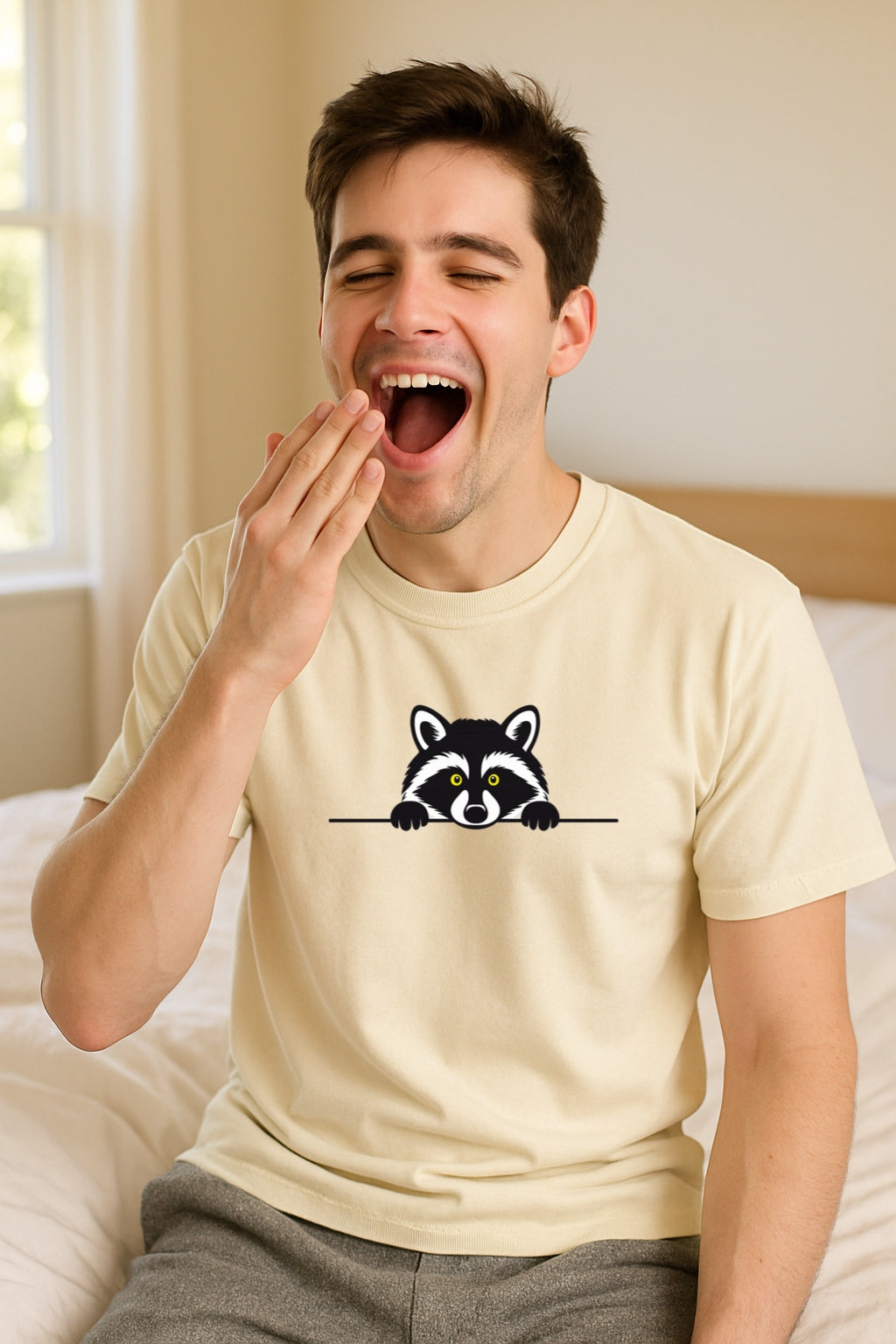 Peeking Raccoon T-Shirt - Cute Minimalist Animal Design -Funny Woodland Graphic Tee -Soft Unisex Dyed Comfort Colors™T-Shirt