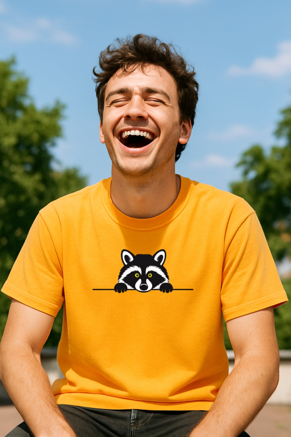 Peeking Raccoon T-Shirt - Cute Minimalist Animal Design -Funny Woodland Graphic Tee -Soft Unisex Dyed Comfort Colors™T-Shirt