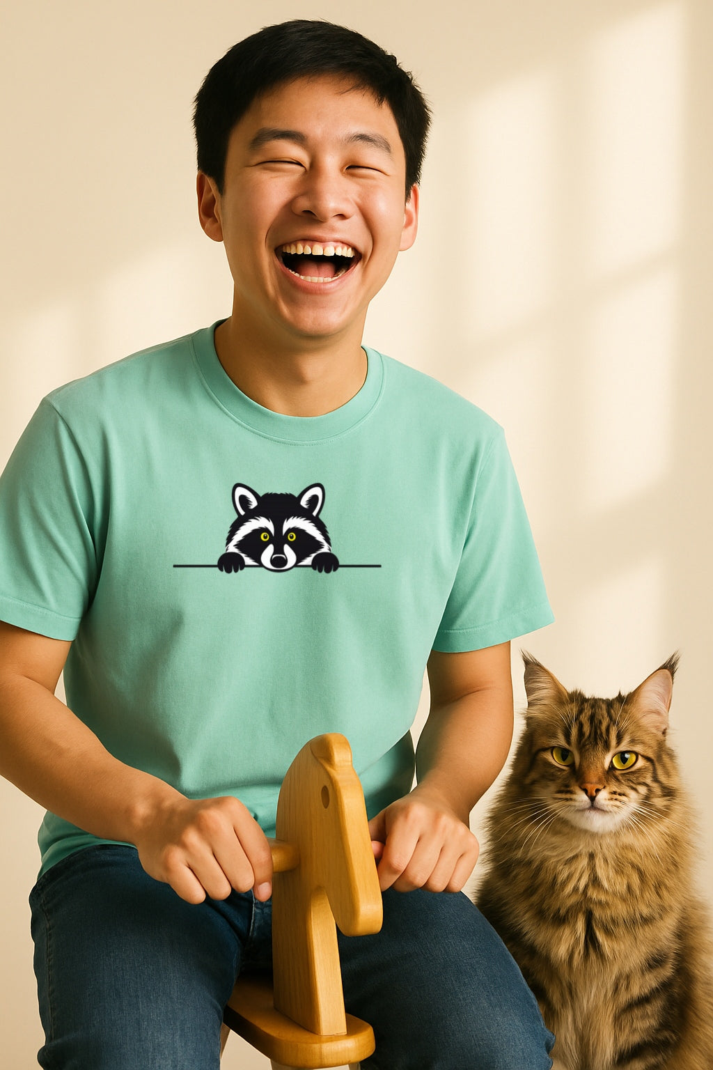 Peeking Raccoon T-Shirt - Cute Minimalist Animal Design -Funny Woodland Graphic Tee -Soft Unisex Dyed Comfort Colors™T-Shirt
