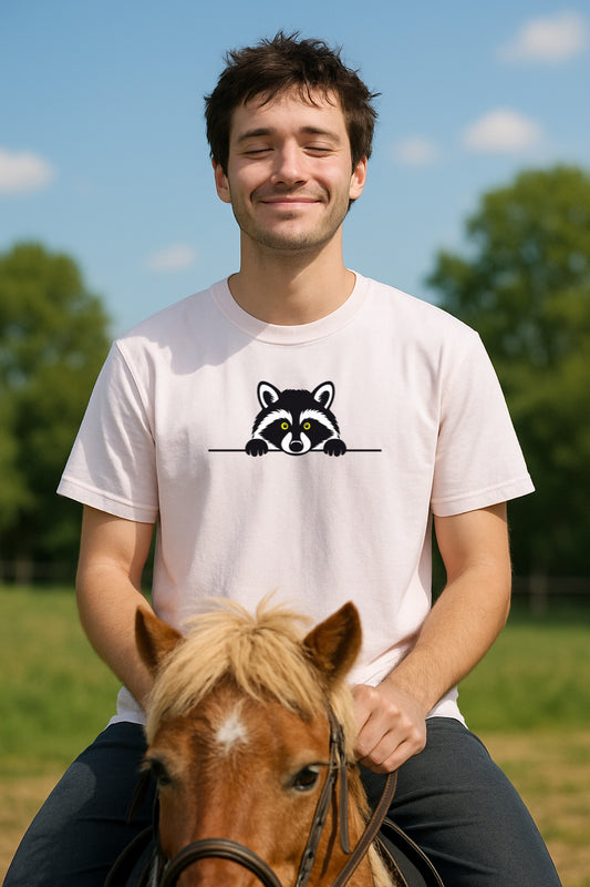 Peeking Raccoon T-Shirt - Cute Minimalist Animal Design -Funny Woodland Graphic Tee -Soft Unisex Dyed Comfort Colors™T-Shirt