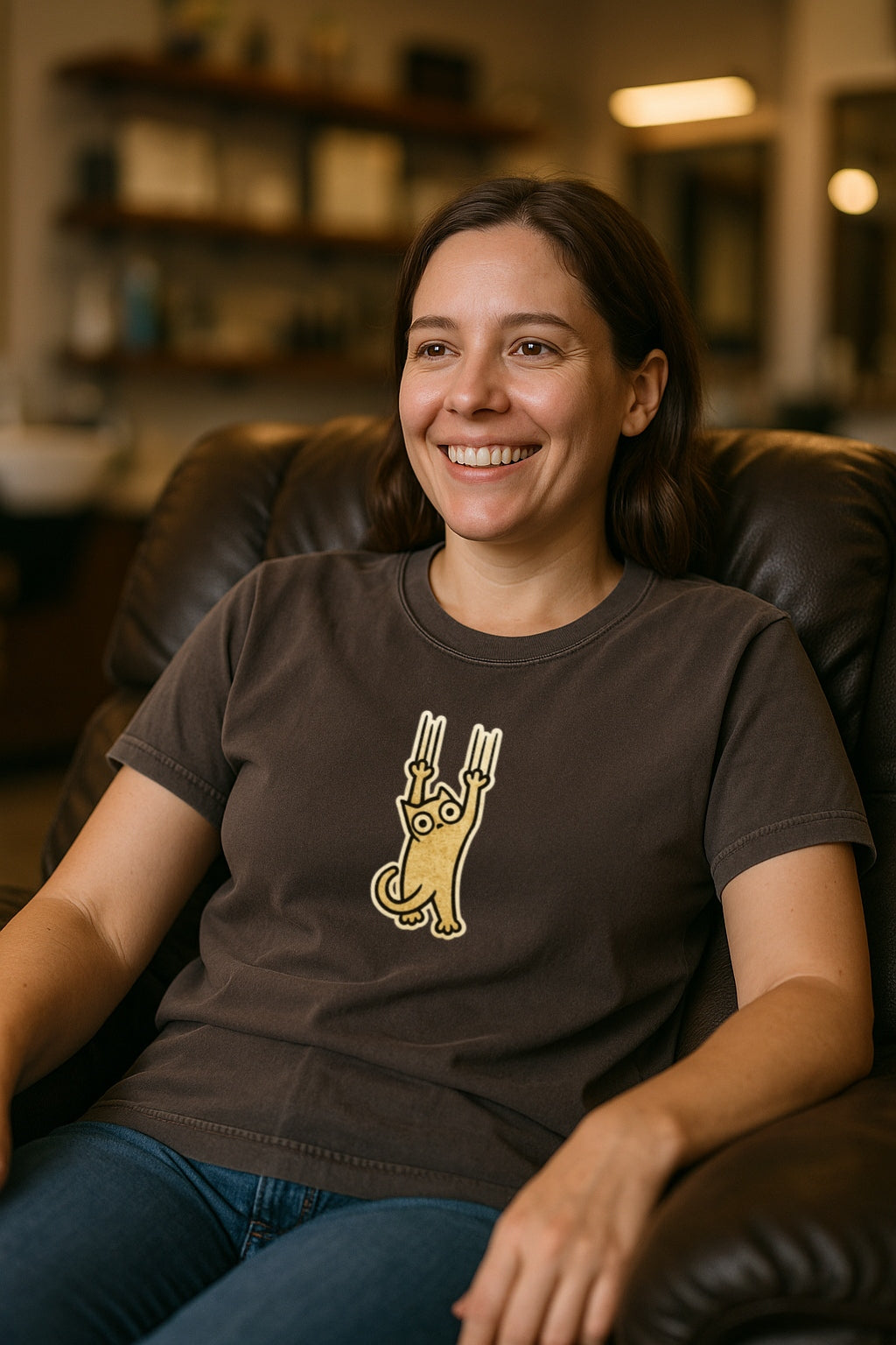 Cat Scratching Surface Line Art Comfort Colors T-Shirt - Unique Cat Lover Gift, Graphic Tee, Animal Print Shirt, Feline Top, Unisex
