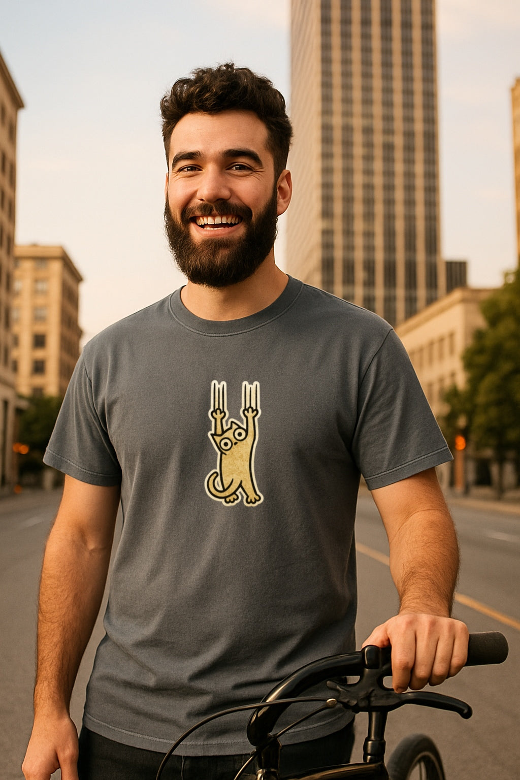 Cat Scratching Surface Line Art Comfort Colors T-Shirt - Unique Cat Lover Gift, Graphic Tee, Animal Print Shirt, Feline Top, Unisex