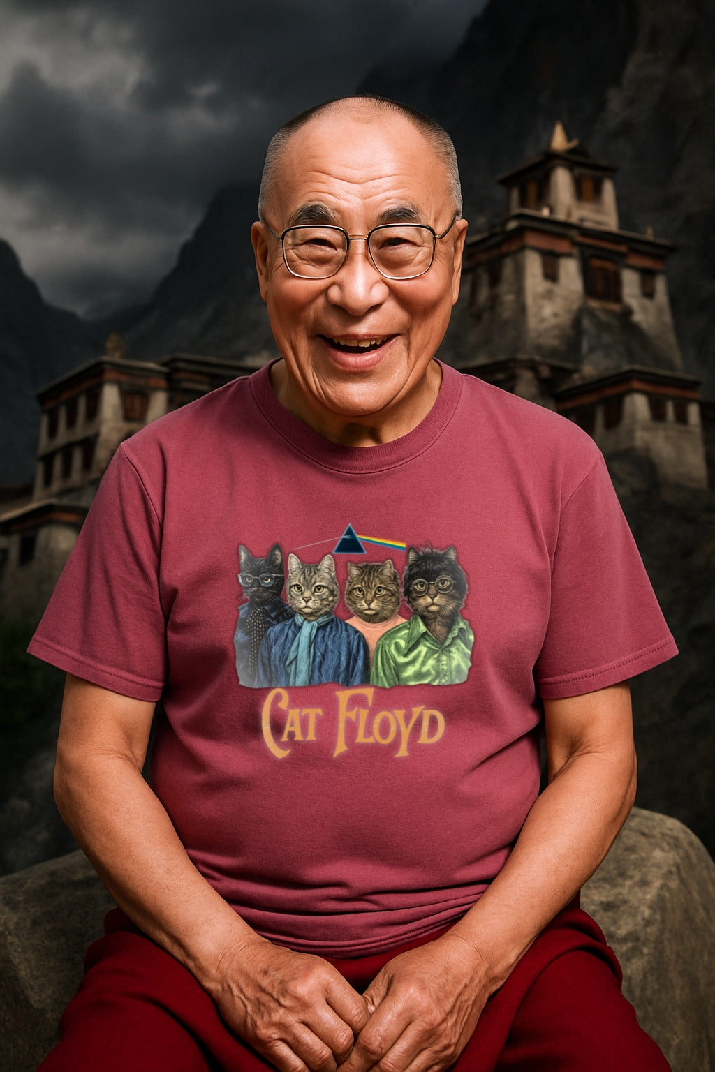 Cat Floyd T-Shirt - Dark Side of the Meow Tee - Vintage Music Graphic Tee, Unisex Band Shirt, Rainbow Cat Lover Tee, Funny Psychedelic Tee,