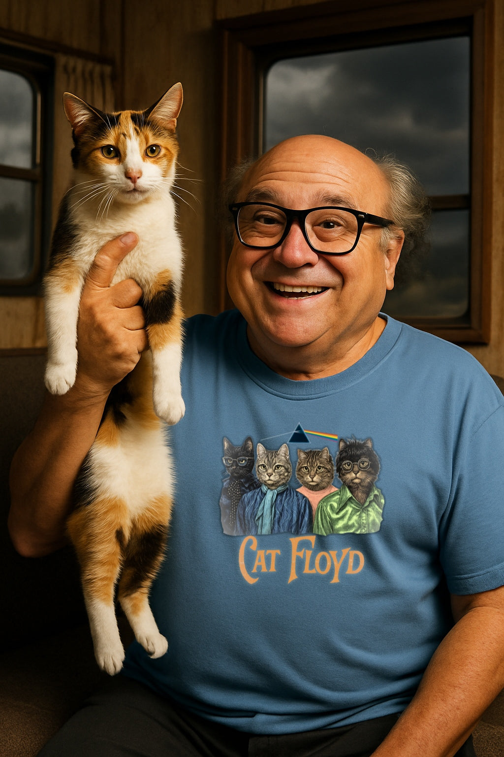 Cat Floyd T-Shirt - Dark Side of the Meow Tee - Vintage Music Graphic Tee, Unisex Band Shirt, Rainbow Cat Lover Tee, Funny Psychedelic Tee,