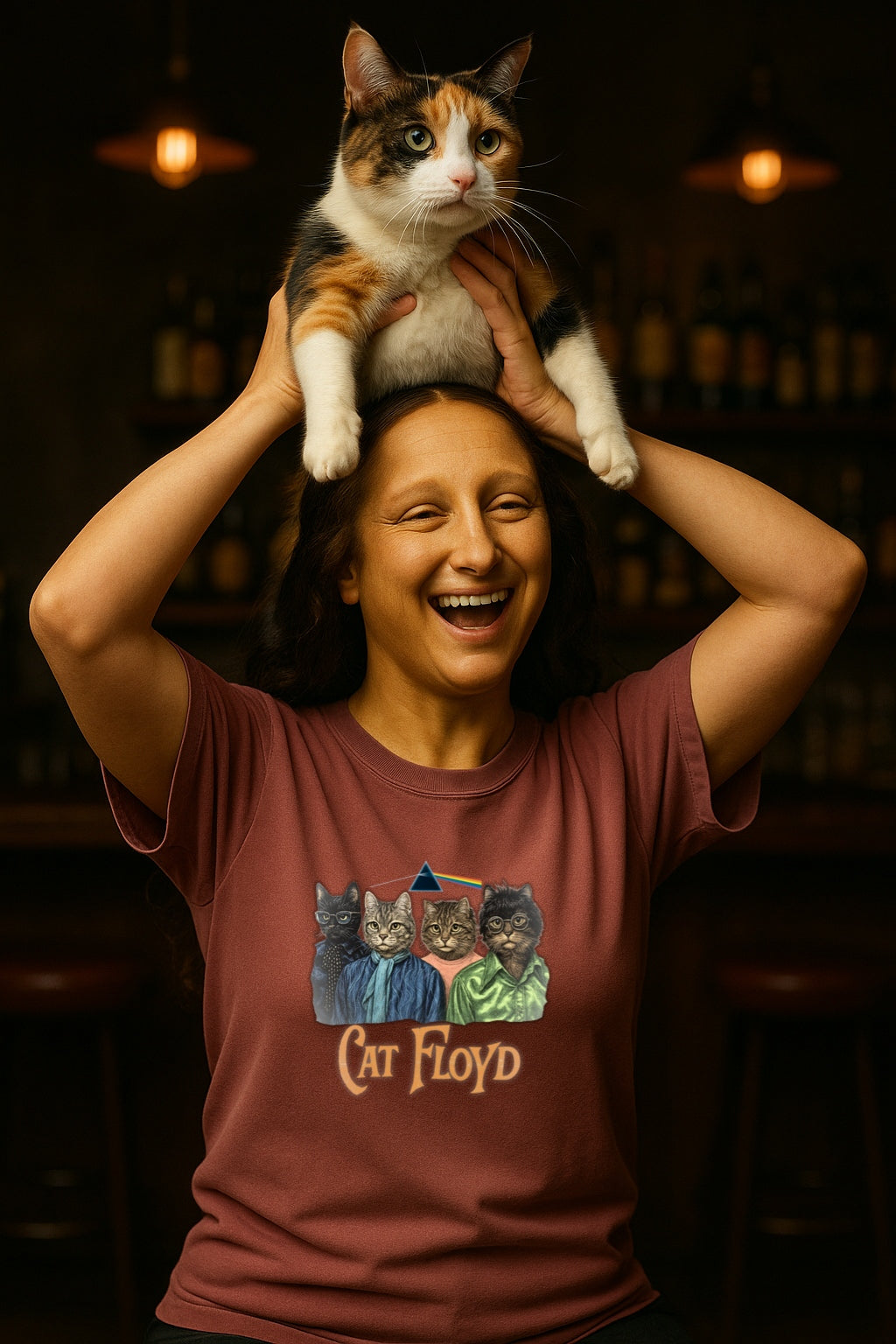 Cat Floyd T-Shirt - Dark Side of the Meow Tee - Vintage Music Graphic Tee, Unisex Band Shirt, Rainbow Cat Lover Tee, Funny Psychedelic Tee,