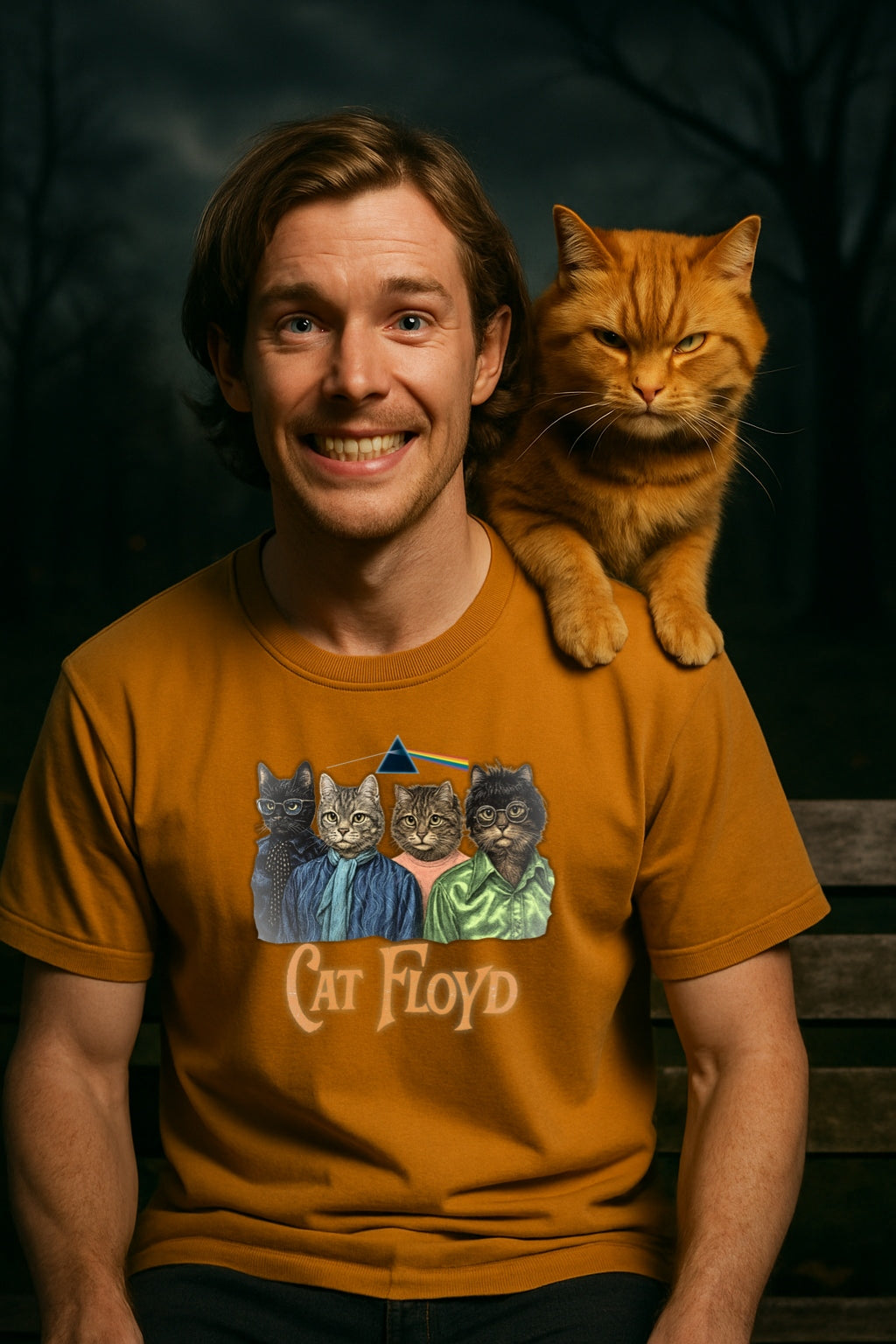 Cat Floyd T-Shirt - Dark Side of the Meow Tee - Vintage Music Graphic Tee, Unisex Band Shirt, Rainbow Cat Lover Tee, Funny Psychedelic Tee,