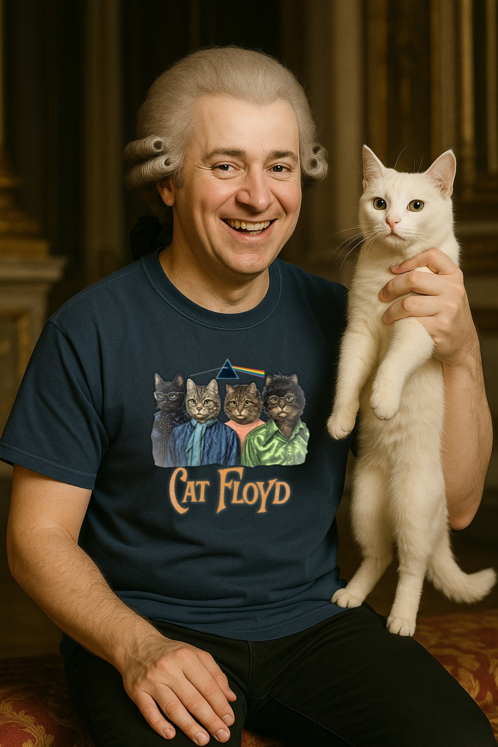 Cat Floyd T-Shirt - Dark Side of the Meow Tee - Vintage Music Graphic Tee, Unisex Band Shirt, Rainbow Cat Lover Tee, Funny Psychedelic Tee,