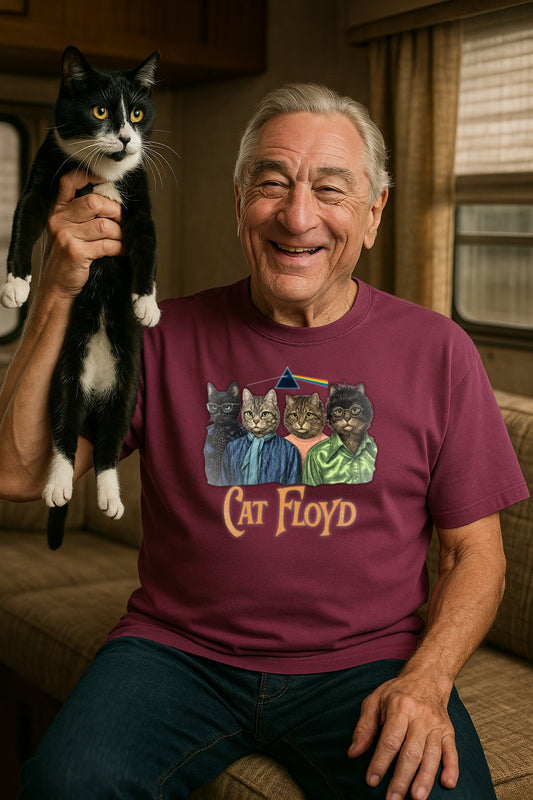 Cat Floyd T-Shirt - Dark Side of the Meow Tee - Vintage Music Graphic Tee, Unisex Band Shirt, Rainbow Cat Lover Tee, Funny Psychedelic Tee,