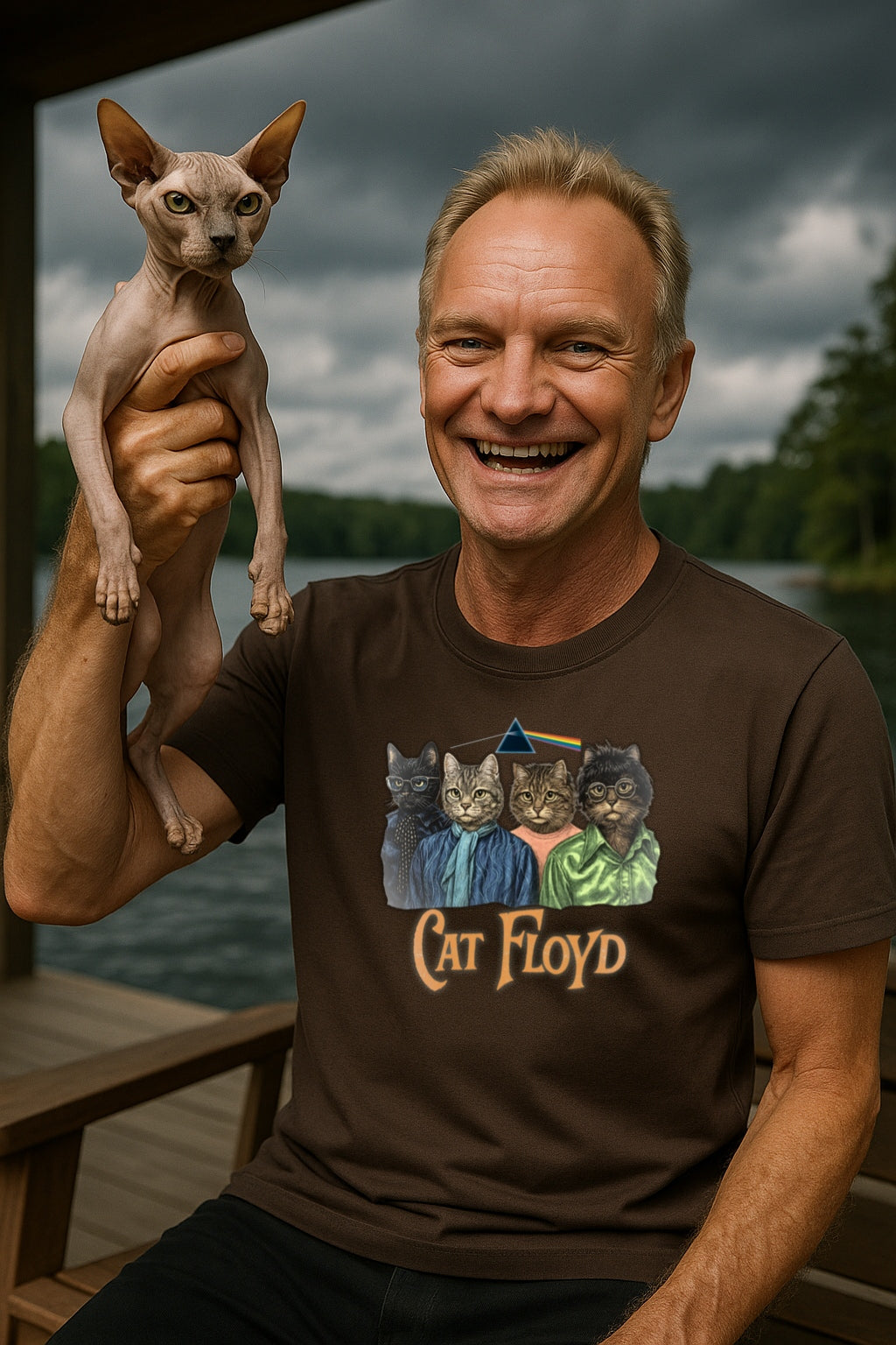 Cat Floyd T-Shirt - Dark Side of the Meow Tee - Vintage Music Graphic Tee, Unisex Band Shirt, Rainbow Cat Lover Tee, Funny Psychedelic Tee,