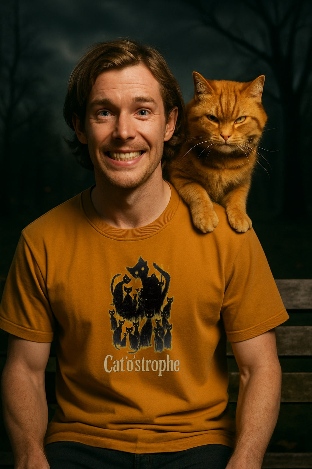 Cat'o'strophe T-Shirt-Spooky Black Cat Graphic Tee-Funny Halloween Shirt - Creepy Cute CAt Shirt-Gothic Cat Lover Gigt