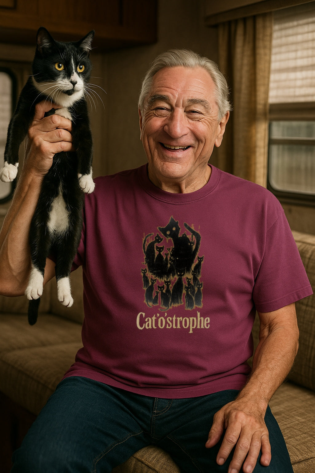 Cat'o'strophe T-Shirt-Spooky Black Cat Graphic Tee-Funny Halloween Shirt - Creepy Cute CAt Shirt-Gothic Cat Lover Gigt