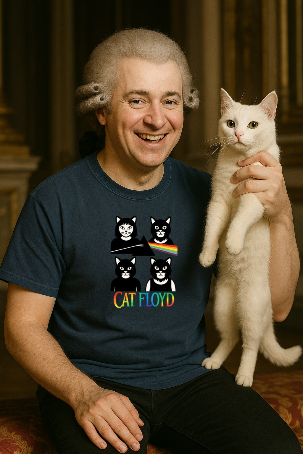 Cat Floyd Funny Cat Band Parody T-shirt for Music Lovers & Pink Floyd Fans, Graphic Tee, Rainbow Prism Dark Side Cats Shirt, Unisex