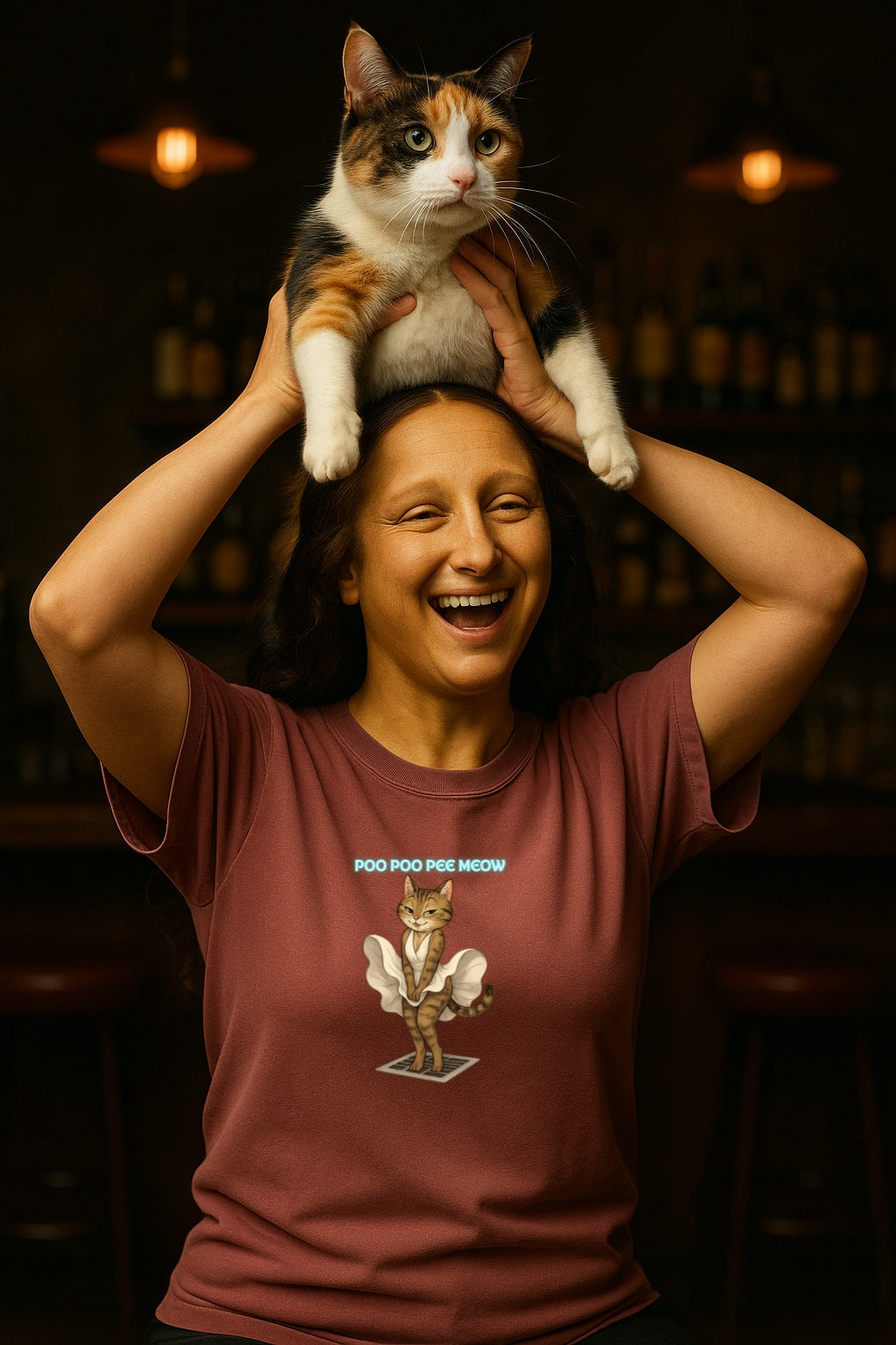 Unisex Garment-Dyed T-shirt - Funny Marilyn Cat Parody Tee for Cat Lovers, Poo Poo Pee Meow Shirt, Kitty Humor Gift, Cat Lady Clothing,