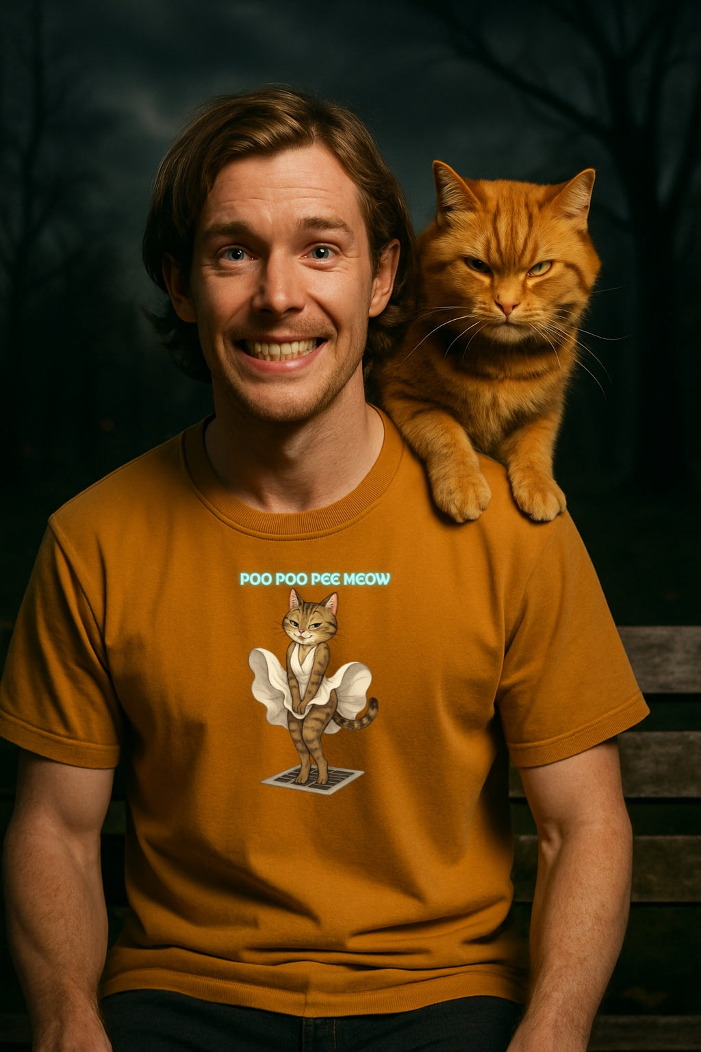 Unisex Garment-Dyed T-shirt - Funny Marilyn Cat Parody Tee for Cat Lovers, Poo Poo Pee Meow Shirt, Kitty Humor Gift, Cat Lady Clothing,