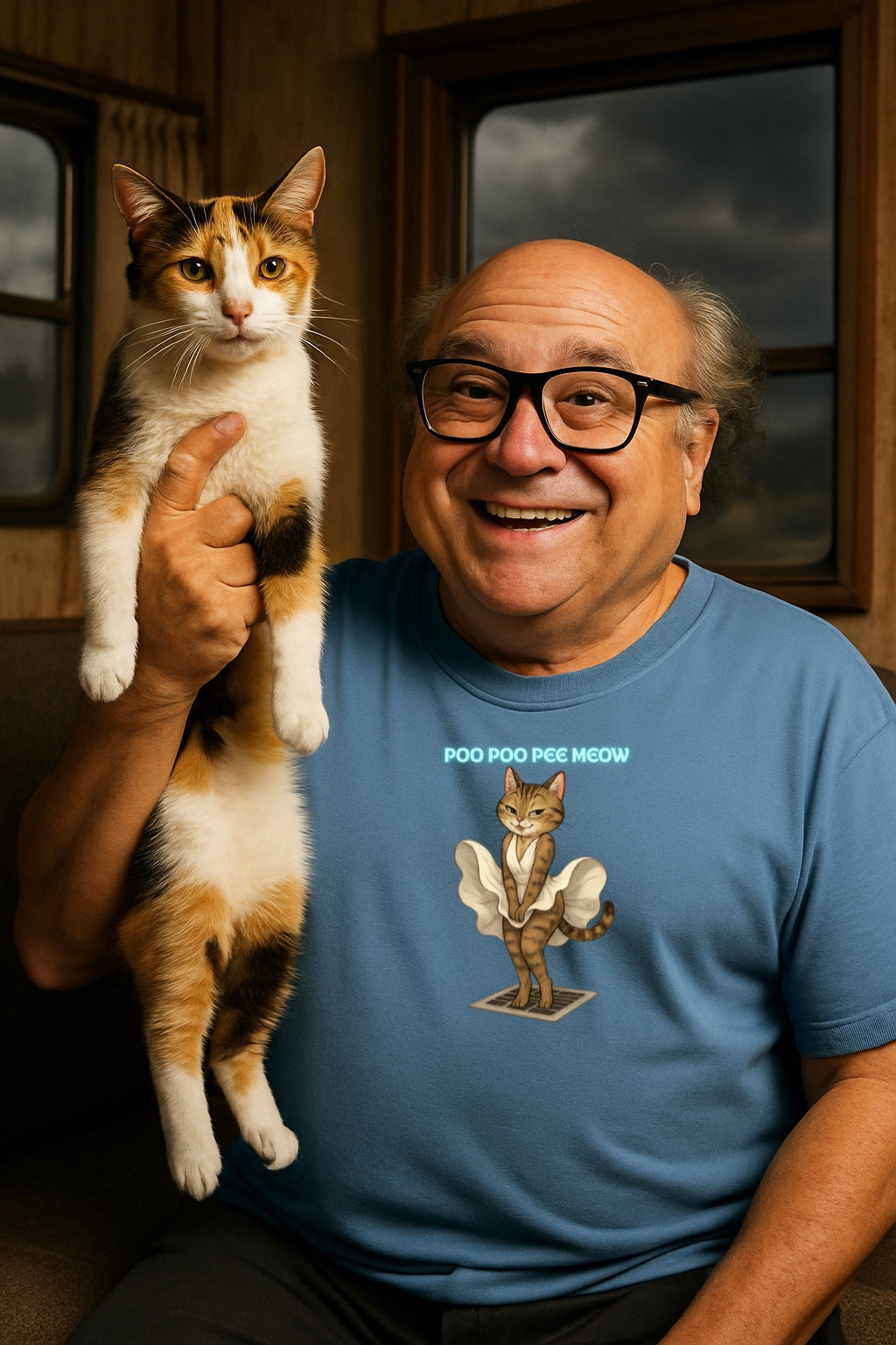 Unisex Garment-Dyed T-shirt - Funny Marilyn Cat Parody Tee for Cat Lovers, Poo Poo Pee Meow Shirt, Kitty Humor Gift, Cat Lady Clothing,