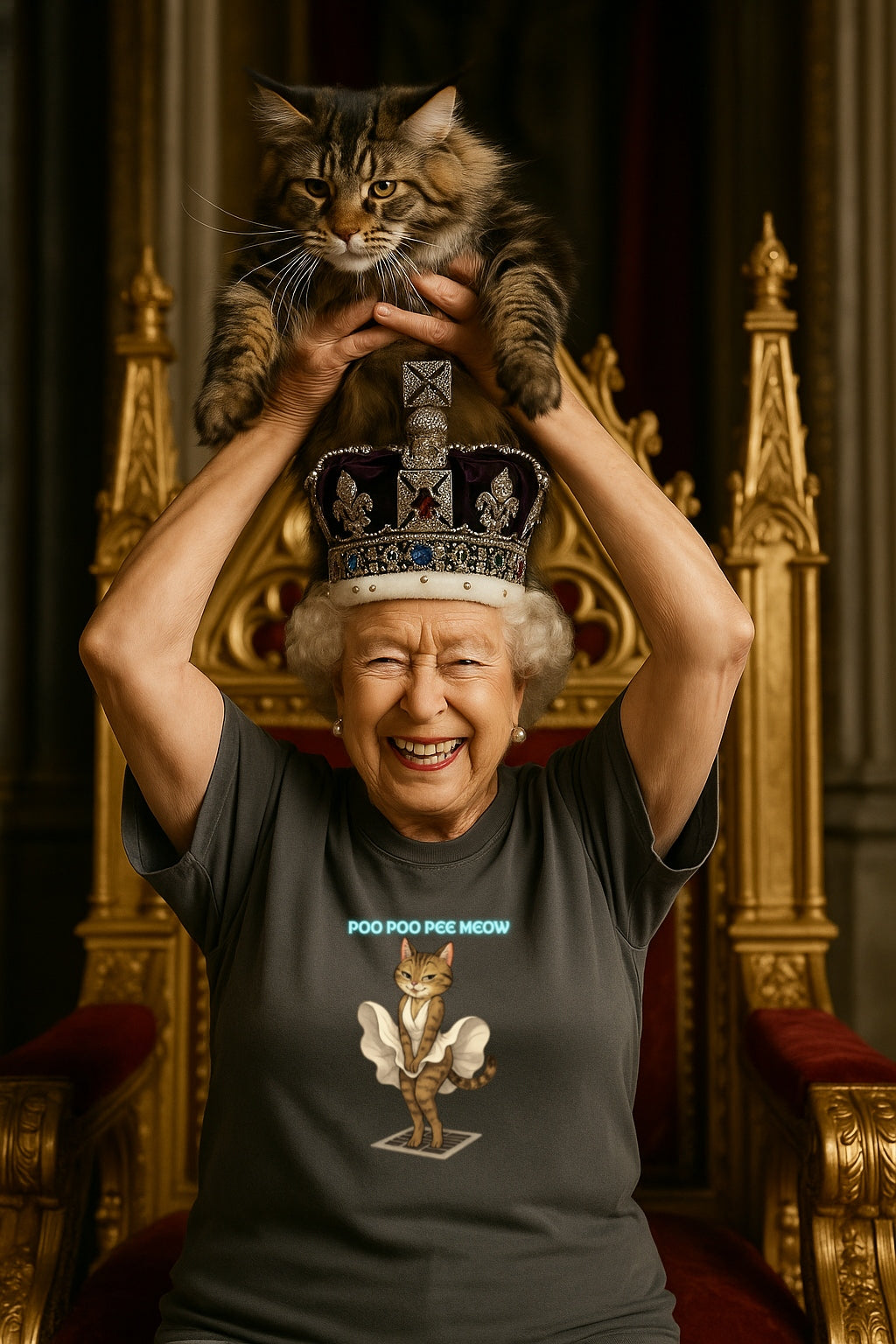 Unisex Garment-Dyed T-shirt - Funny Marilyn Cat Parody Tee for Cat Lovers, Poo Poo Pee Meow Shirt, Kitty Humor Gift, Cat Lady Clothing,