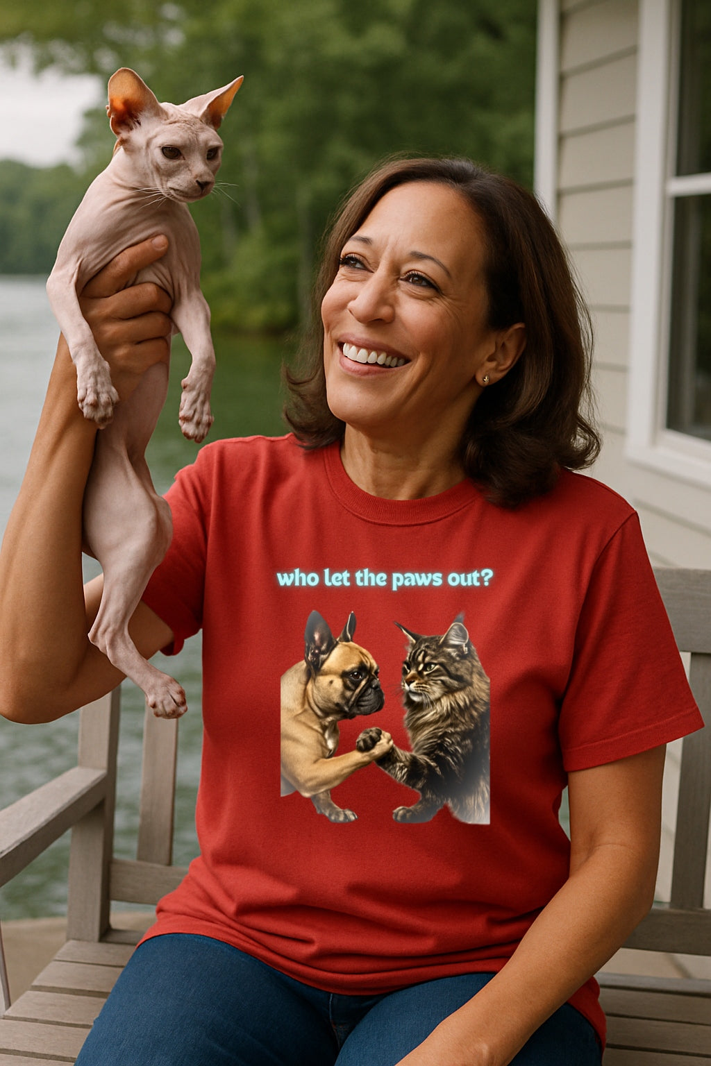 Pet Rivalry T-Shirt, Dog Cat Arm Wrestling Tee, Funny Animal Lover Shirt, Comfort Colors Unisex Top, Who Let the Paws Out