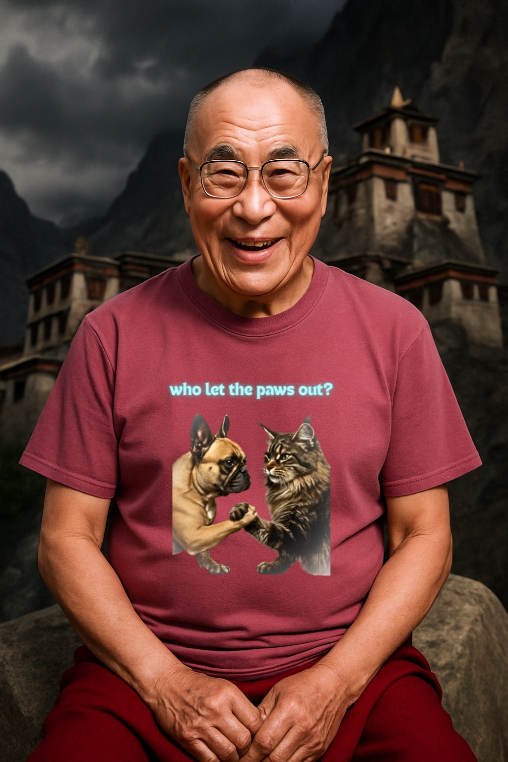 Pet Rivalry T-Shirt, Dog Cat Arm Wrestling Tee, Funny Animal Lover Shirt, Comfort Colors Unisex Top, Who Let the Paws Out