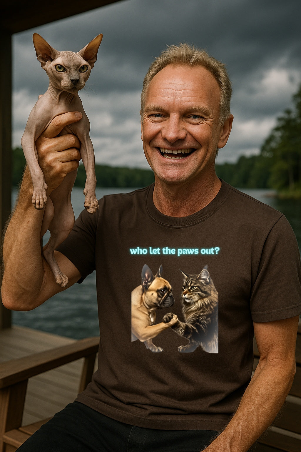 Pet Rivalry T-Shirt, Dog Cat Arm Wrestling Tee, Funny Animal Lover Shirt, Comfort Colors Unisex Top, Who Let the Paws Out