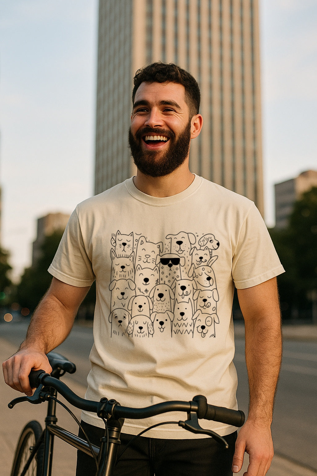 Cool Dog-Doodle T-shirt-Hand-Drawn Cute Puppies Tee-Unisex Comfort Colors™ Dyed Shirt, Pet Lovers Shirt, Dog Lovers Gift