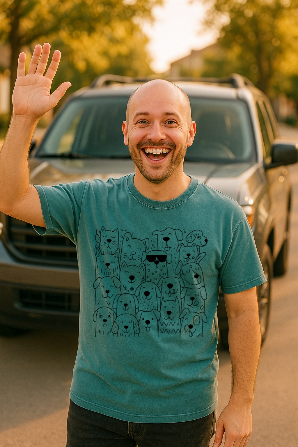 Cool Dog-Doodle T-shirt-Hand-Drawn Cute Puppies Tee-Unisex Comfort Colors™ Dyed Shirt, Pet Lovers Shirt, Dog Lovers Gift