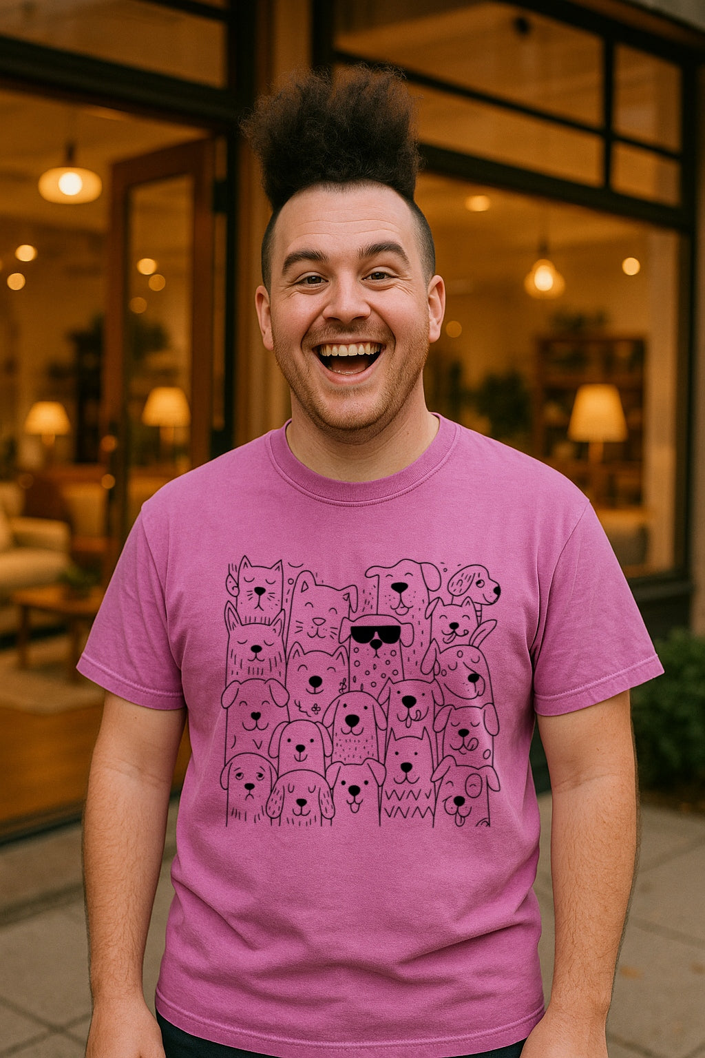 Cool Dog-Doodle T-shirt-Hand-Drawn Cute Puppies Tee-Unisex Comfort Colors™ Dyed Shirt, Pet Lovers Shirt, Dog Lovers Gift
