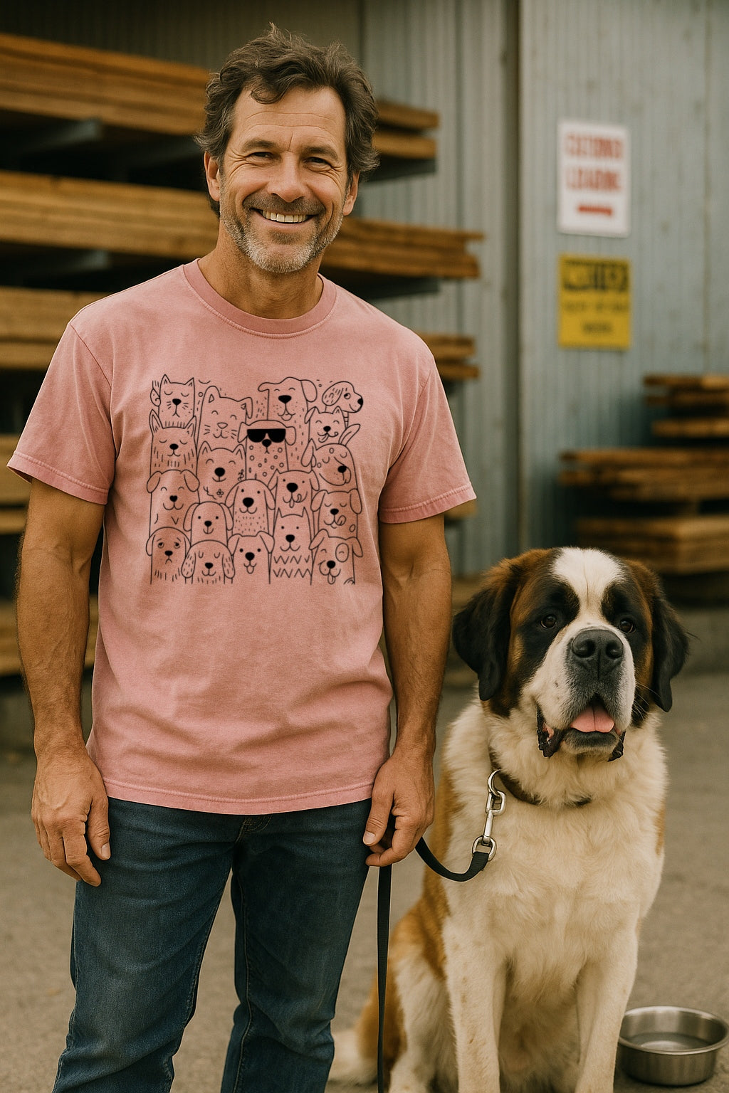 Cool Dog-Doodle T-shirt-Hand-Drawn Cute Puppies Tee-Unisex Comfort Colors™ Dyed Shirt, Pet Lovers Shirt, Dog Lovers Gift