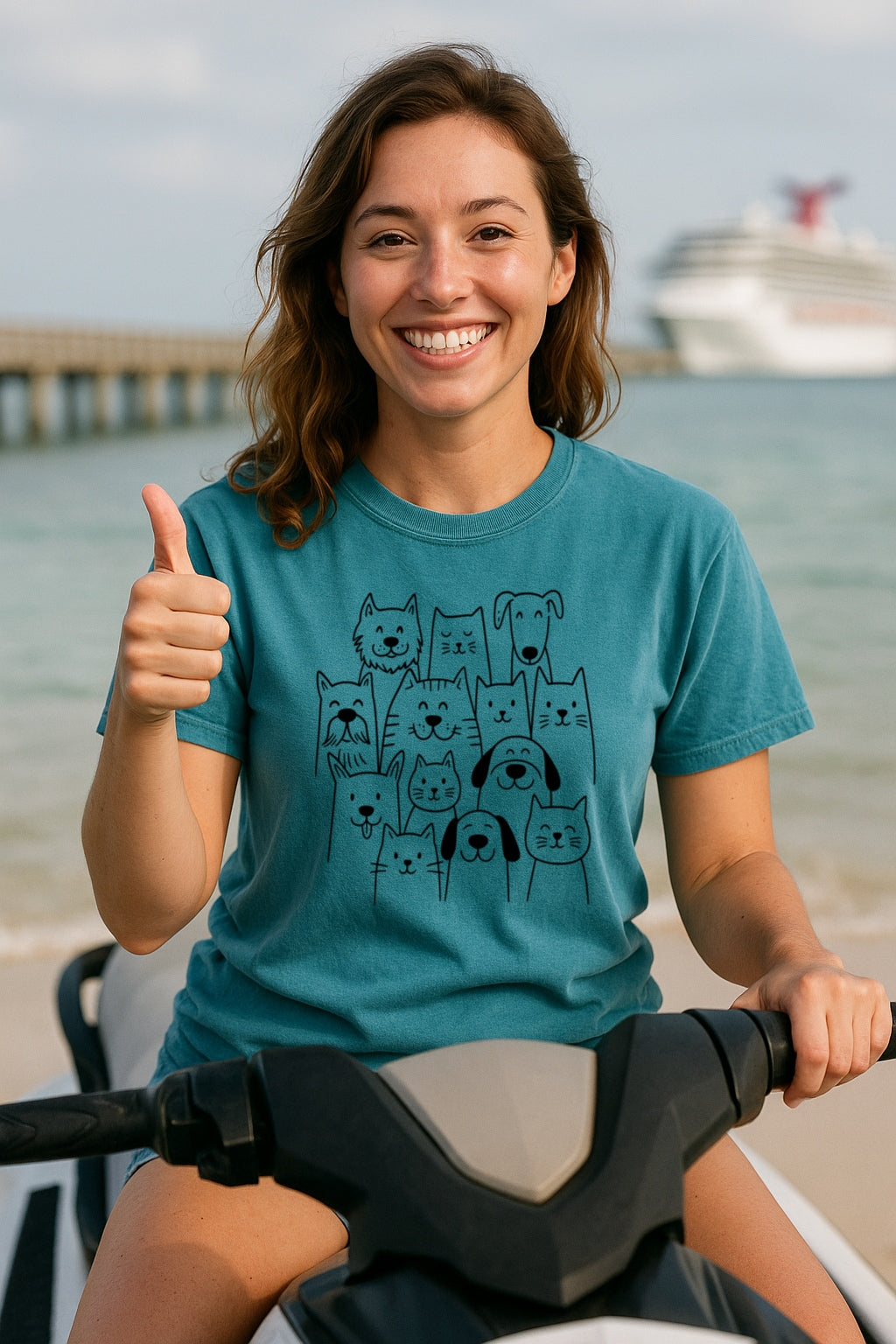 Cat and Dog Doodle Shirt-Cute Pet Friendship Tee-Unisex Shirt, Comfort Colors™ Dyed, Pet Lovers Gift, Cats and Dogs Lovers T-Shirt