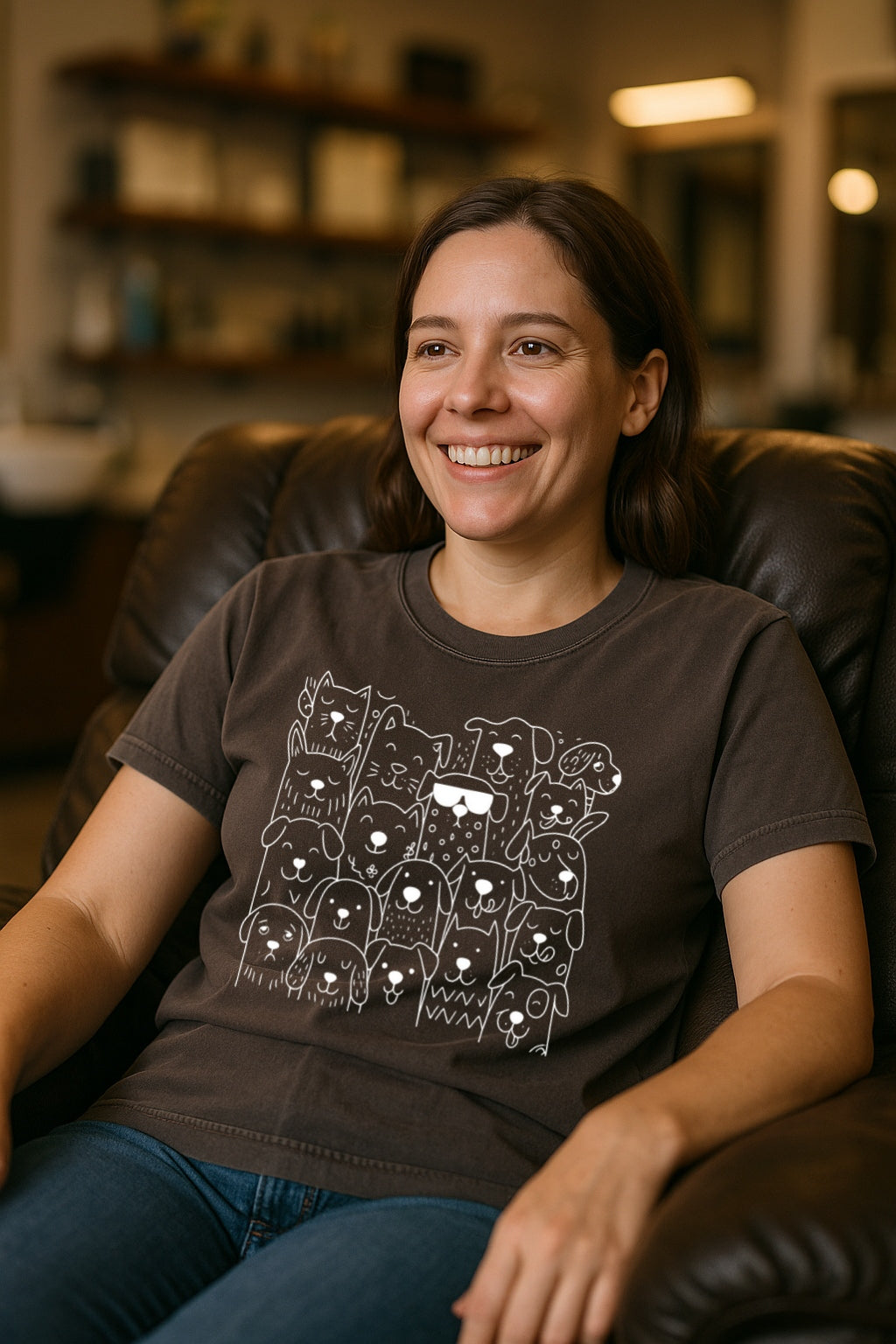 Cool Dog Doodle Shirt - Funny Cartoon Puppy Tee - Hand-Drawn Dog Faces Unisex Comfort Colors Washed T-Shirt -Pet Lovers Gift