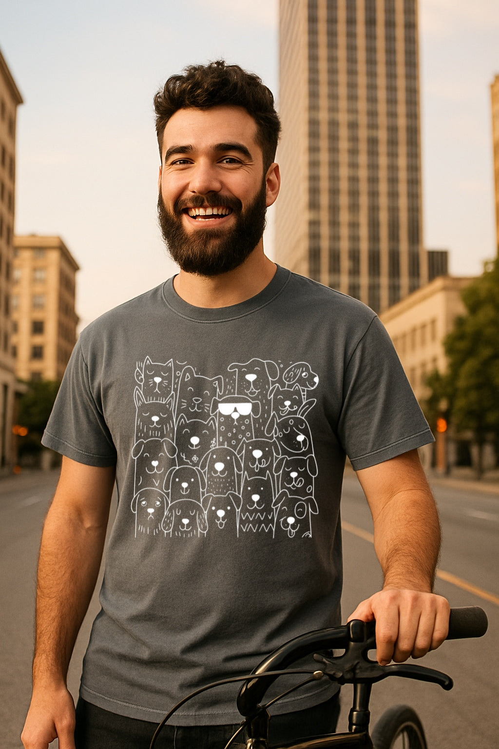 Cool Dog Doodle Shirt - Funny Cartoon Puppy Tee - Hand-Drawn Dog Faces Unisex Comfort Colors Washed T-Shirt -Pet Lovers Gift