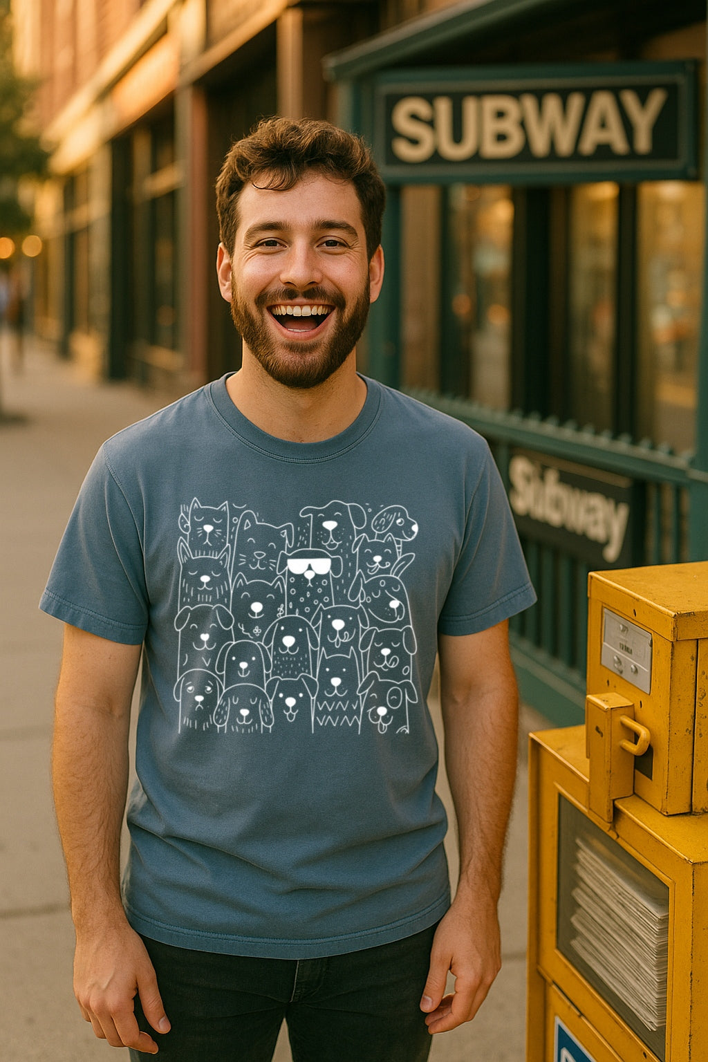 Cool Dog Doodle Shirt - Funny Cartoon Puppy Tee - Hand-Drawn Dog Faces Unisex Comfort Colors Washed T-Shirt -Pet Lovers Gift