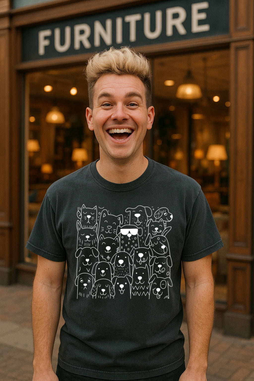 Cool Dog Doodle Shirt - Funny Cartoon Puppy Tee - Hand-Drawn Dog Faces Unisex Comfort Colors Washed T-Shirt -Pet Lovers Gift