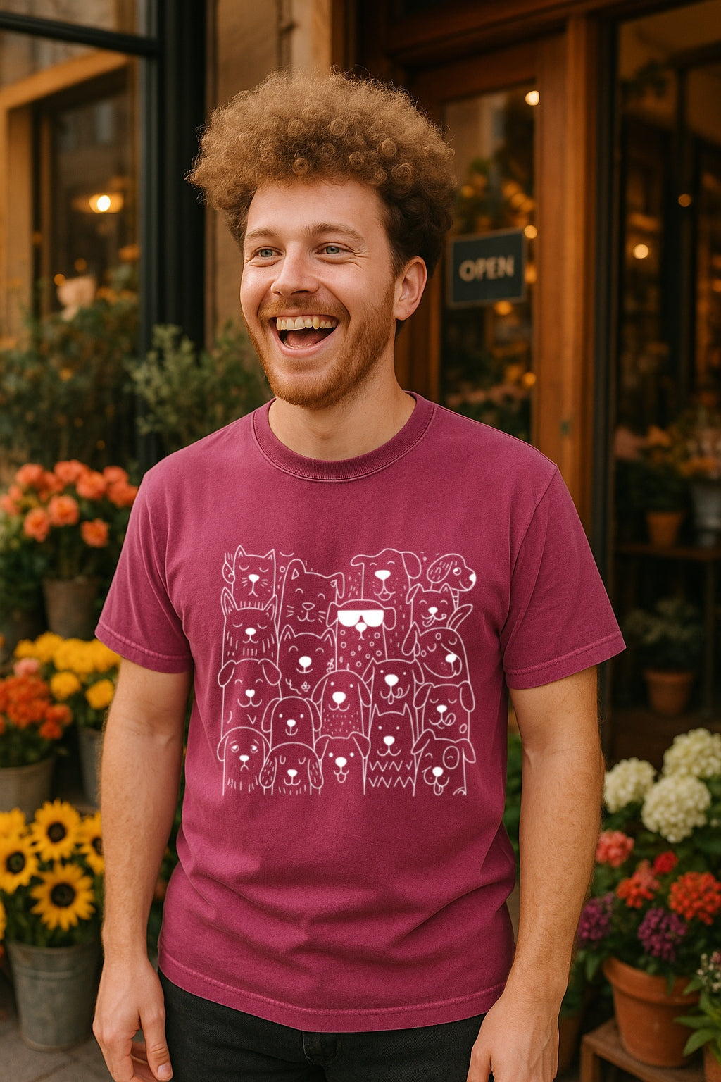 Cool Dog Doodle Shirt - Funny Cartoon Puppy Tee - Hand-Drawn Dog Faces Unisex Comfort Colors Washed T-Shirt -Pet Lovers Gift