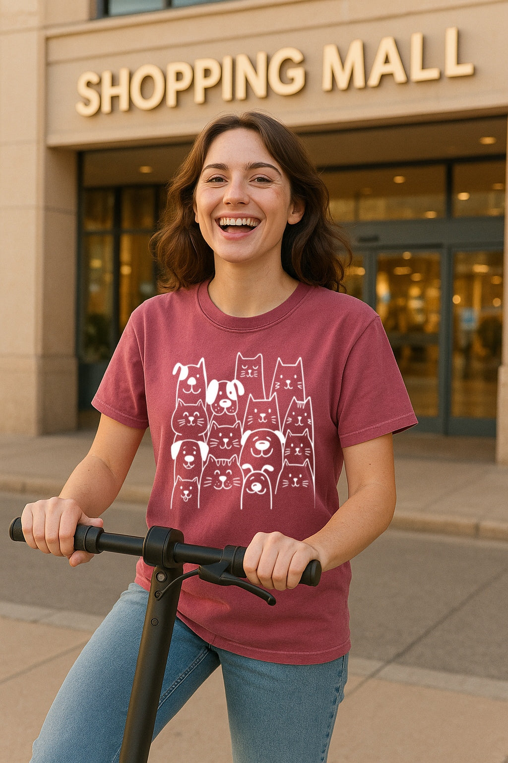 Cat and Dog Doodle T-shirt - Animals Lovers Gift - Comfort Colors Tee, White Ink Shirt, Pet Owner Gift Idea, Kawaii Animal Shirt, Unisex Tee