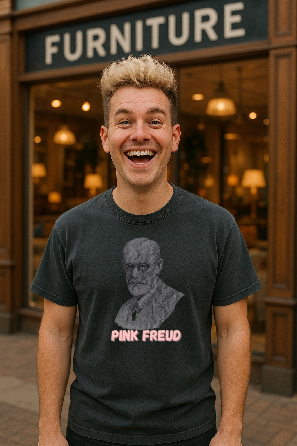 Pink Freud Retro T-Shirt, Grunge Psychology Shirt, Funny Therapist Gift, Sigmund Freud Band Comfort Colors Dyed Tee