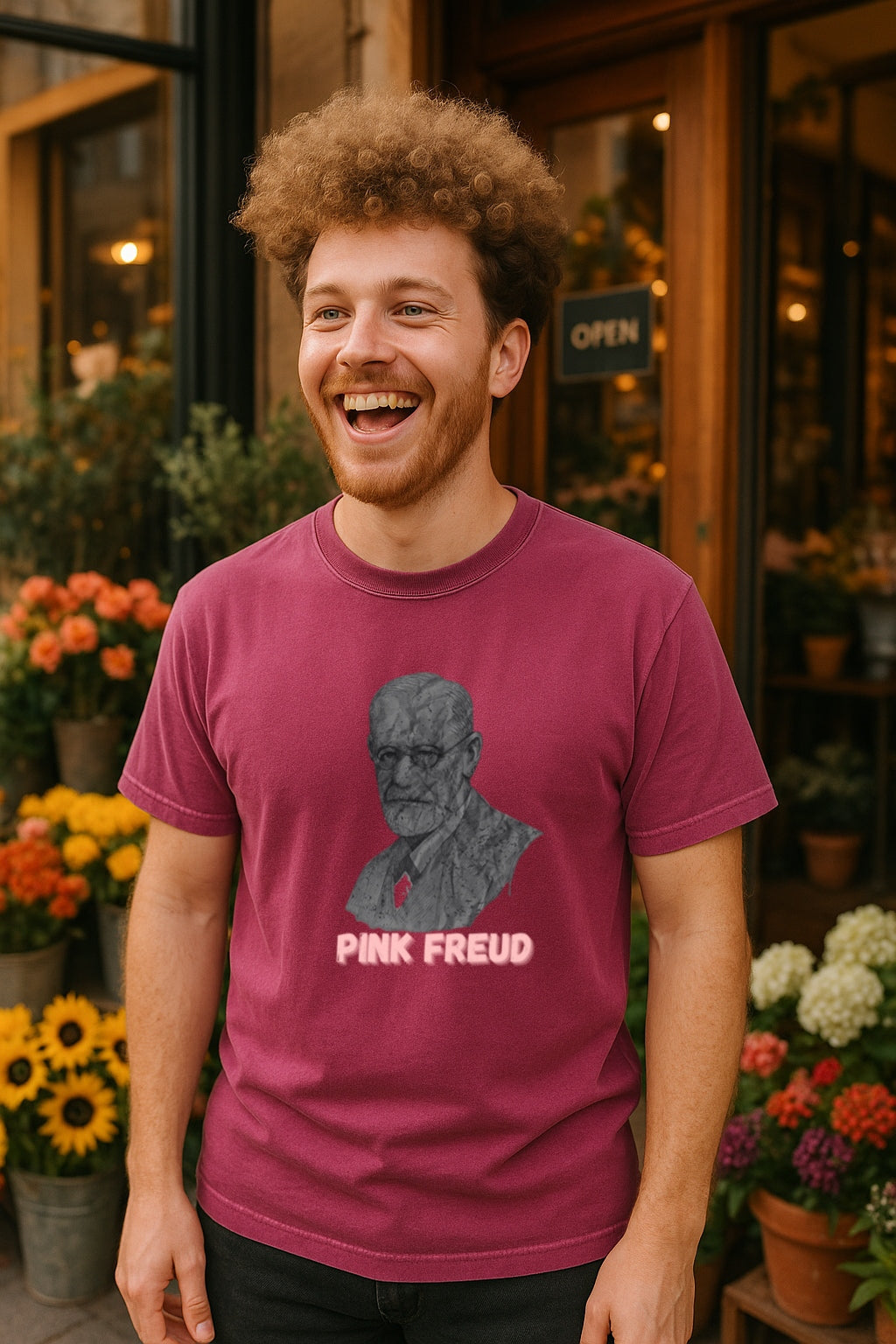 Pink Freud Retro T-Shirt, Grunge Psychology Shirt, Funny Therapist Gift, Sigmund Freud Band Comfort Colors Dyed Tee