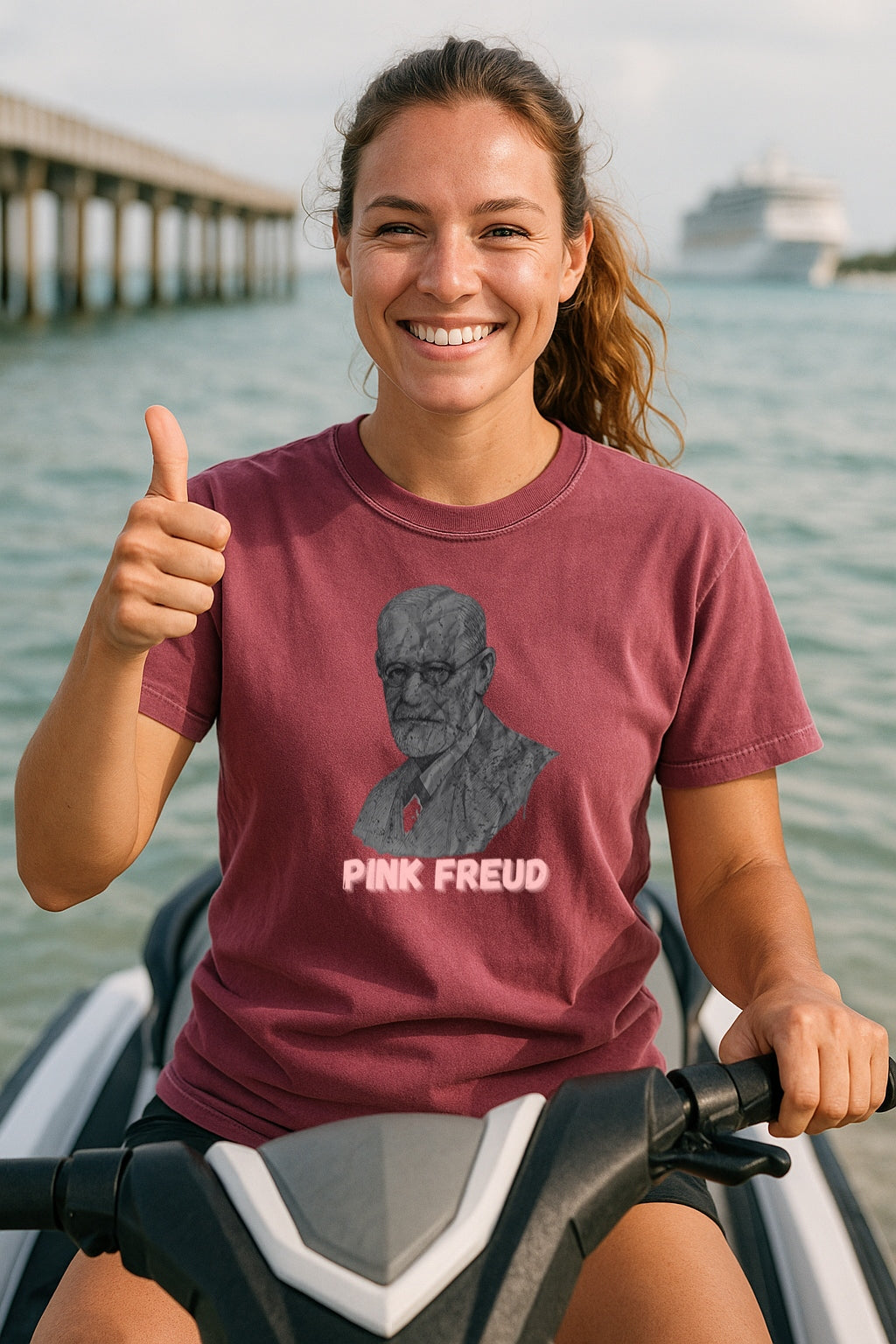 Pink Freud Retro T-Shirt, Grunge Psychology Shirt, Funny Therapist Gift, Sigmund Freud Band Comfort Colors Dyed Tee