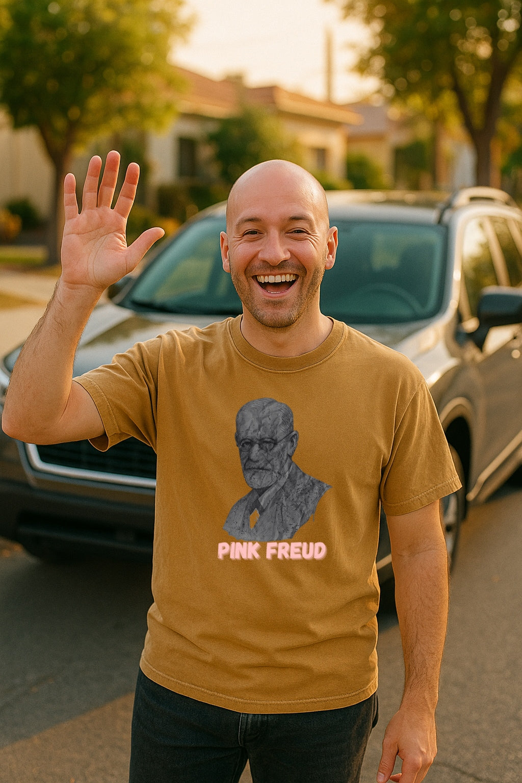 Pink Freud Retro T-Shirt, Grunge Psychology Shirt, Funny Therapist Gift, Sigmund Freud Band Comfort Colors Dyed Tee