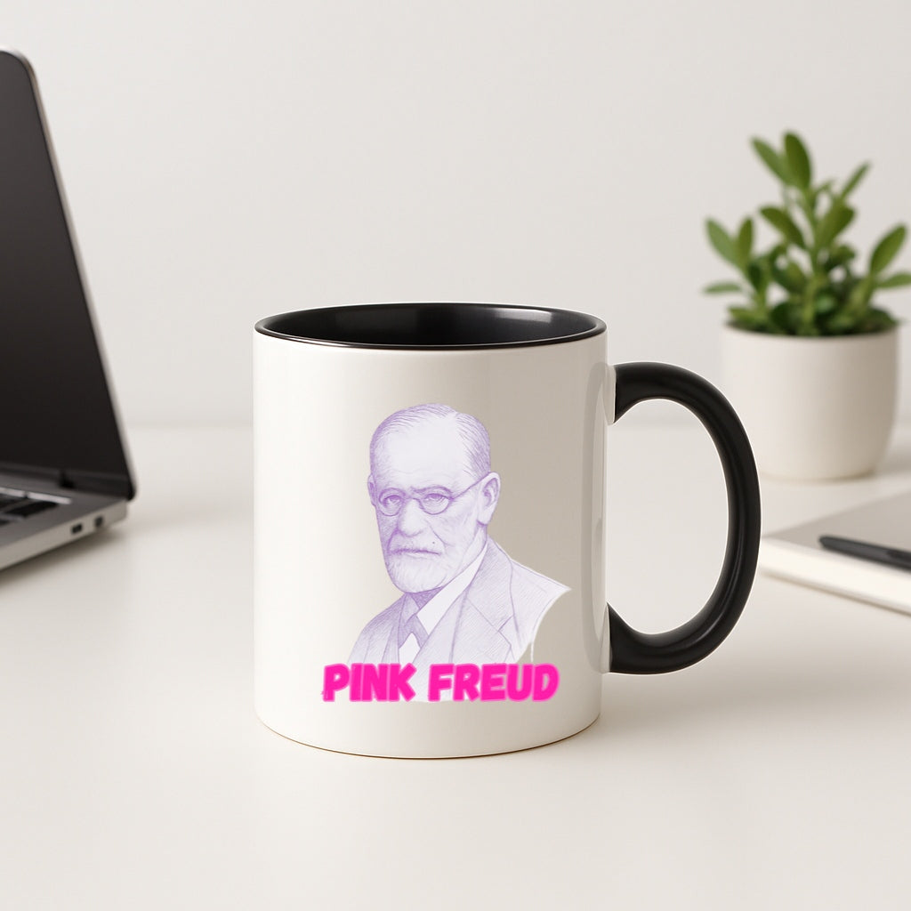 Funny Psychology Coffee Mug - Pink Freud Parody Cup, Therapist Gift, 11oz and 15oz Ceramic, Psych Humor